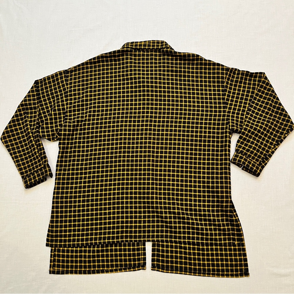 Vintage Henri Bendel Plaid Button-Up Shirt Black & Yellow Gold S - Picture 10 of 10